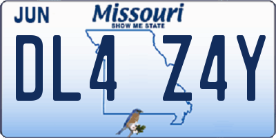 MO license plate DL4Z4Y
