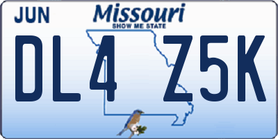 MO license plate DL4Z5K