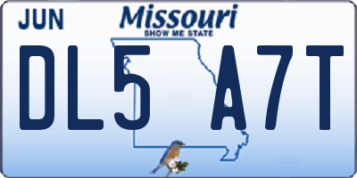 MO license plate DL5A7T