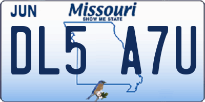 MO license plate DL5A7U