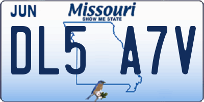 MO license plate DL5A7V
