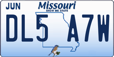 MO license plate DL5A7W