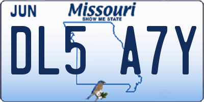 MO license plate DL5A7Y