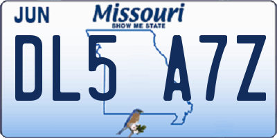 MO license plate DL5A7Z