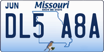 MO license plate DL5A8A