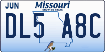 MO license plate DL5A8C