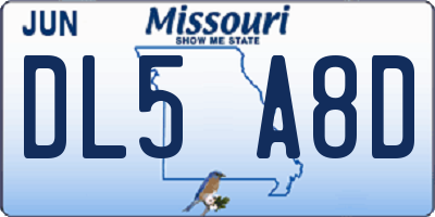 MO license plate DL5A8D
