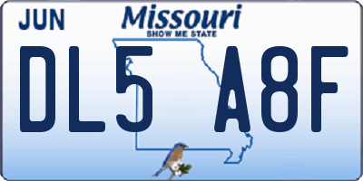 MO license plate DL5A8F