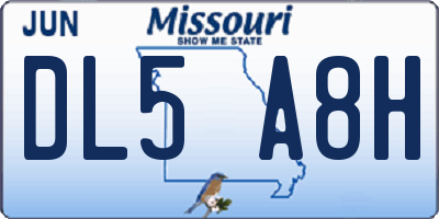 MO license plate DL5A8H