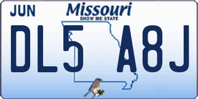 MO license plate DL5A8J