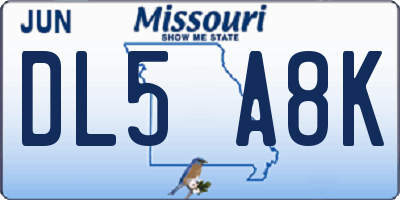 MO license plate DL5A8K