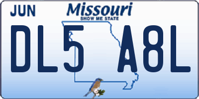 MO license plate DL5A8L