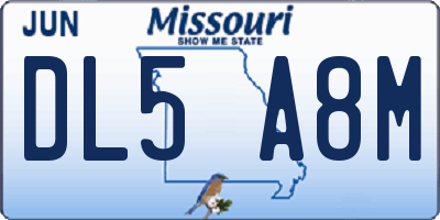 MO license plate DL5A8M