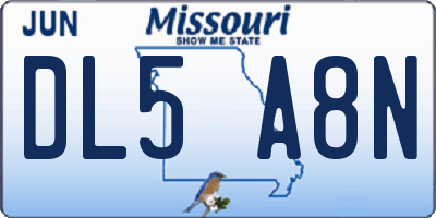 MO license plate DL5A8N