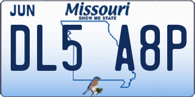 MO license plate DL5A8P
