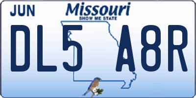 MO license plate DL5A8R