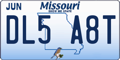 MO license plate DL5A8T