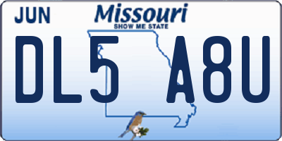 MO license plate DL5A8U