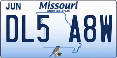 MO license plate DL5A8W