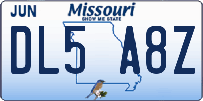 MO license plate DL5A8Z