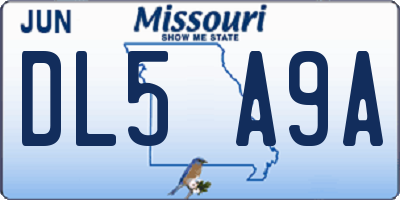 MO license plate DL5A9A