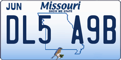 MO license plate DL5A9B