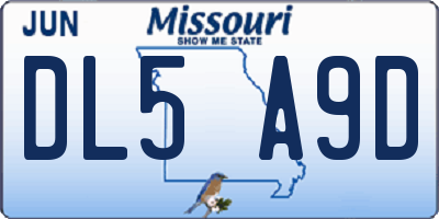 MO license plate DL5A9D