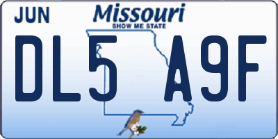 MO license plate DL5A9F