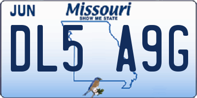 MO license plate DL5A9G