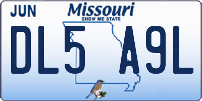 MO license plate DL5A9L