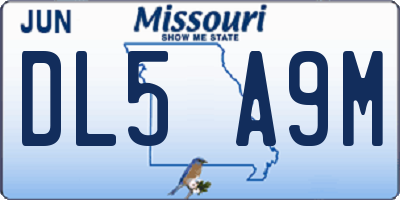 MO license plate DL5A9M