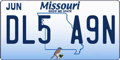 MO license plate DL5A9N