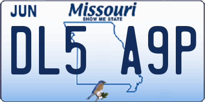 MO license plate DL5A9P