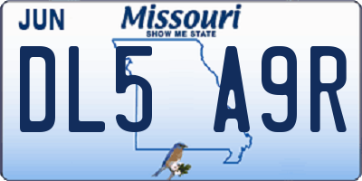 MO license plate DL5A9R
