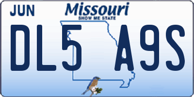 MO license plate DL5A9S