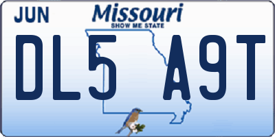 MO license plate DL5A9T