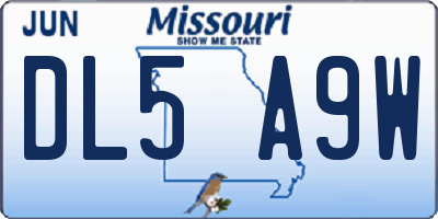 MO license plate DL5A9W