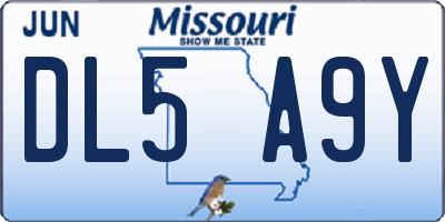 MO license plate DL5A9Y