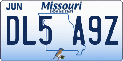 MO license plate DL5A9Z