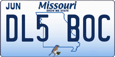 MO license plate DL5B0C