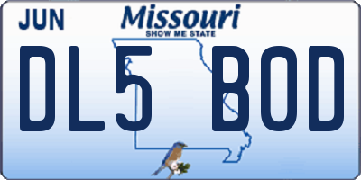 MO license plate DL5B0D