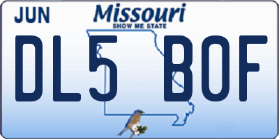 MO license plate DL5B0F