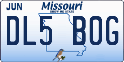 MO license plate DL5B0G