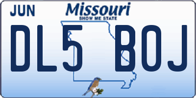 MO license plate DL5B0J