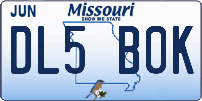 MO license plate DL5B0K