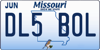 MO license plate DL5B0L