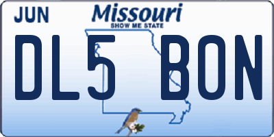 MO license plate DL5B0N