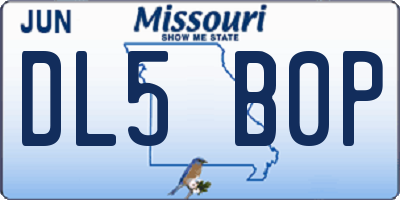 MO license plate DL5B0P