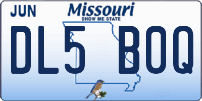 MO license plate DL5B0Q