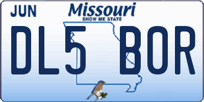 MO license plate DL5B0R